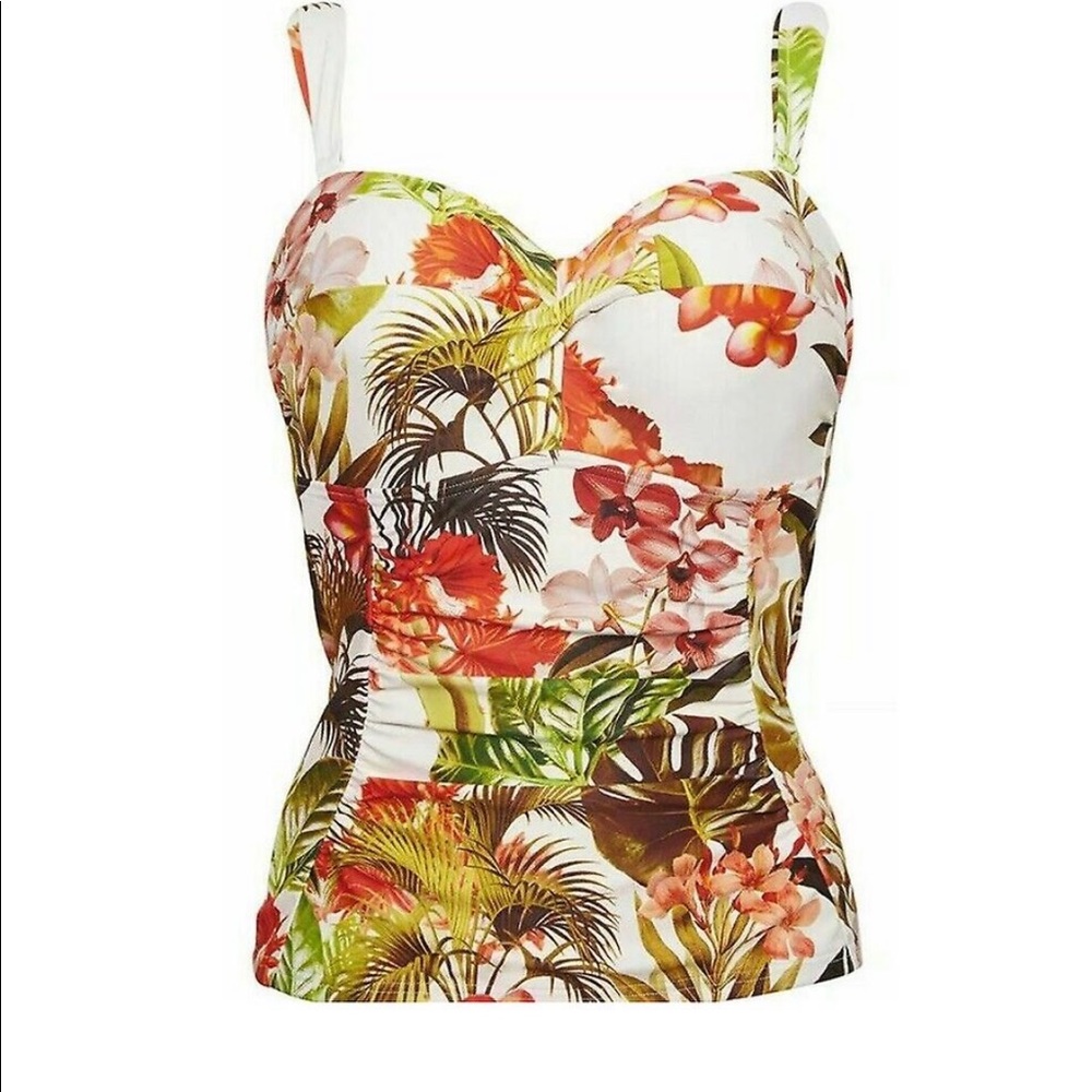 NWT figleaves Bali Palm bikini underwired tankini top38D tummy control Botton 14